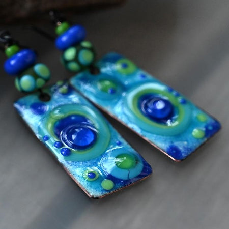 Made to Order ♥ SHAKA ZULU blue - Handmade lightweight copper art Earrings