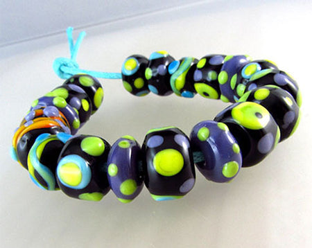 Made to order ♥ 24 handcrafted ice blue/turquoise lampwork spacer glass beads ♥