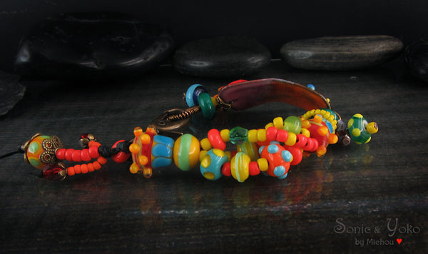 Love - Boho Chic, Lightweight Copper Art Bracelet including lampwork beads