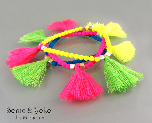 Pretty Neon - Tassels and charm Bracelet
