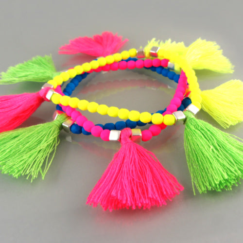 Pretty Neon - Tassels and charm Bracelet