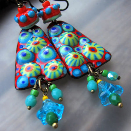 Made to Order ♥ SHAKA ZULU blue - Handmade lightweight copper art Earrings