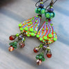 Green Cactus ♥ Handmade - lightweight fire torched Copper Earrings