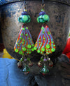 Green Cactus ♥ Handmade - lightweight fire torched Copper Earrings