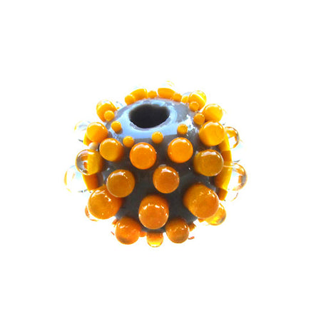 Green/Turquoise Dots ♥ Handcrafted Lampwork bead, round, big hole bead (1)