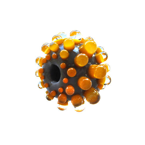 Honey Gold - Handcrafted Lampwork bead, round, big hole bead (1)