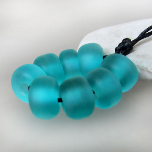 Made to order ♥ 24 handcrafted Petrol/turquoise lampwork spacer glass beads ♥
