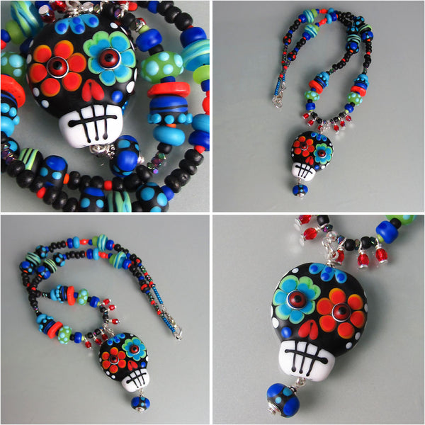 Sugar Skull ♥ Handcrafted Lampwork Necklace