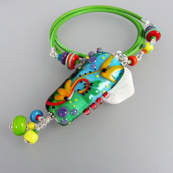 Some Birds own a cat....♥ Lampwork Pendant/Necklace by Michou