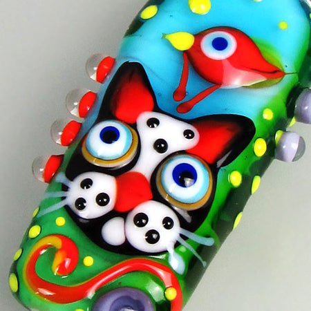 SOLD! Reserved for *** T. W *** - Freak head - Statement Lampwork Focal Bead
