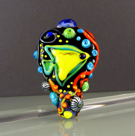 Jungle Bird - Lampwork Art Glass Focal Bead - Murano Glasperle
