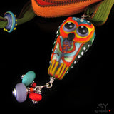 Owl of wisdom - Lampwork - Pendant/Necklace - Murano Glasschmuck